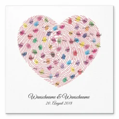 Gästebuch Hochzeit Fingerabdruck Leinwand Personalisiert Herz Brautpaar Geschenk Hochzeitsdekoration Namen 50x50 cm Keilrahmen