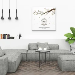 Gästebuch Hochzeit Fingerabdruck Leinwand Personalisiert Herz Brautpaar Geschenk Hochzeitsdekoration Namen 50x50 cm Keilrahmen Wedding Tree