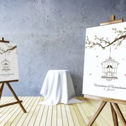 Gästebuch Hochzeit Fingerabdruck Leinwand Personalisiert Herz Brautpaar Geschenk Hochzeitsdekoration Namen 50x50 cm Keilrahmen Wedding Tree