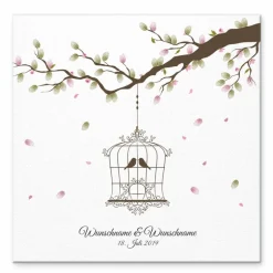 Gästebuch Hochzeit Fingerabdruck Leinwand Personalisiert Herz Brautpaar Geschenk Hochzeitsdekoration Namen 50x50 cm Keilrahmen Wedding Tree