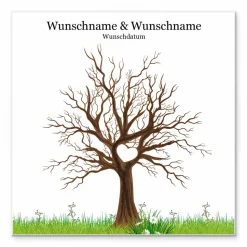 Gästebuch Hochzeit Fingerabdruck Leinwand Personalisiert Baum Herz Brautpaar Geschenk Hochzeitsdekoration Namen 50x50 cm Keilrahmen