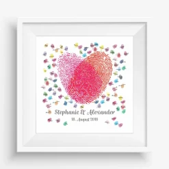 Gästebuch Hochzeit Fingerabdruck Leinwand Personalisiert Herz Brautpaar Geschenk Hochzeitsdekoration Namen 50x50 cm Keilrahmen Wedding Tree