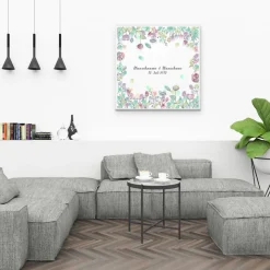 Gästebuch Hochzeit Fingerabdruck Leinwand Personalisiert Blumenring Brautpaar Geschenk Hochzeitsdekoration Namen 50x50 cm Wedding Tree