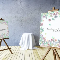 Gästebuch Hochzeit Fingerabdruck Leinwand Personalisiert Blumenring Brautpaar Geschenk Hochzeitsdekoration Namen 50x50 cm Wedding Tree