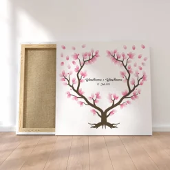 Gästebuch Hochzeit Fingerabdruck Leinwand Personalisiert Herz Baum Geschenk Hochzeitsdekoration Namen 50x50 cm Keilrahmen Wedding Tree