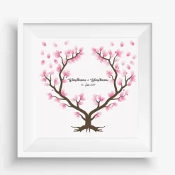 Gästebuch Hochzeit Fingerabdruck Leinwand Personalisiert Herz Baum Geschenk Hochzeitsdekoration Namen 50x50 cm Keilrahmen Wedding Tree