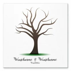 Gästebuch Hochzeit Fingerabdruck Leinwand personalisiert – Wedding Tree 50x50 cm Brautpaar Geschenk mit Namen & Datum