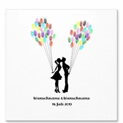 Gästebuch Hochzeit Fingerabdruck Leinwand Personalisiert Kuss Wedding Tree Brautpaar Geschenk Hochzeitsdekoration Namen 50x50 cm Keilrahmen