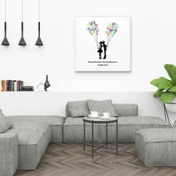 Gästebuch Hochzeit Fingerabdruck Leinwand Personalisiert Kuss Wedding Tree Brautpaar Geschenk Hochzeitsdekoration Namen 50x50 cm Keilrahmen