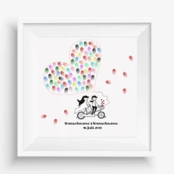 Gästebuch Hochzeit Fingerabdruck Fahrrad Bike Leinwand Personalisiert Brautpaar Geschenk Hochzeitsdekoration Namen 50x50 cm Keilrahmen