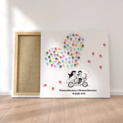 Gästebuch Hochzeit Fingerabdruck Fahrrad Bike Leinwand Personalisiert Brautpaar Geschenk Hochzeitsdekoration Namen 50x50 cm Keilrahmen