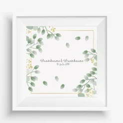 Gästebuch Hochzeit Fingerabdruck Leinwand Personalisiert Blumen Brautpaar Geschenk Hochzeitsdekoration Namen 50x50 cm Wedding Tree