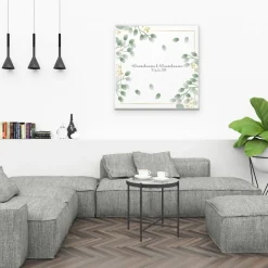 Gästebuch Hochzeit Fingerabdruck Leinwand Personalisiert Blumen Brautpaar Geschenk Hochzeitsdekoration Namen 50x50 cm Wedding Tree