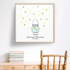 Gästebuch Hochzeit Fingerabdruck Leinwand Personalisiert Glühwürmchen Brautpaar Wedding Tree Namen 50x50 cm Hochzeitsgeschenk