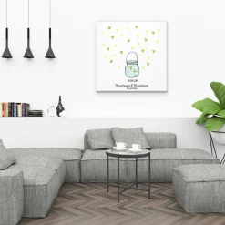 Gästebuch Hochzeit Fingerabdruck Leinwand Personalisiert Glühwürmchen Brautpaar Wedding Tree Namen 50x50 cm Hochzeitsgeschenk