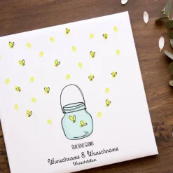 Gästebuch Hochzeit Fingerabdruck Leinwand Personalisiert Glühwürmchen Brautpaar Wedding Tree Namen 50x50 cm Hochzeitsgeschenk