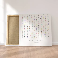 Gästebuch Hochzeit Leinwand Personalisiert Herzen Wedding Tree Fingerabdruck Geschenk Hochzeitsdekoration Namen 50x50 cm Baum