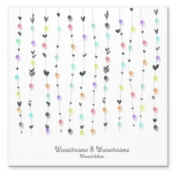 Gästebuch Hochzeit Leinwand Personalisiert Herzen Wedding Tree Fingerabdruck Geschenk Hochzeitsdekoration Namen 50x50 cm Baum