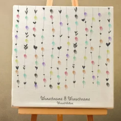 Gästebuch Hochzeit Leinwand Personalisiert Herzen Wedding Tree Fingerabdruck Geschenk Hochzeitsdekoration Namen 50x50 cm Baum