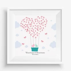 Gästebuch Hochzeit Leinwand Personalisiert Ballon Fingerabdruck Vögelchen Geschenk Hochzeitsdekoration Namen 50x50 cm Hochzeitsgeschenk