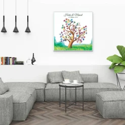 Gästebuch Leinwand zur Hochzeit personalisiert – Wedding Tree Fingerabdruck mit Namen – Hochzeitsgeschenk für Braut & Br