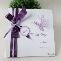 Gästebuch SCHMETTERLING FLIEDER Taufe personalisiert