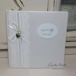 Gästebuch VINTAGE m.Spitze WEISS m.Namen+Datum