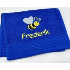 Gästehandtuch ( 30 x 50 cm ) + Biene Motiv Nr. 102 + Name / Kinderhandtuch