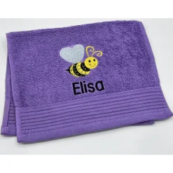 Gästehandtuch ( 30 x 50 cm ) + Biene Motiv Nr. 102 + Name / Kinderhandtuch