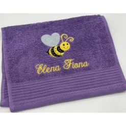 Gästehandtuch ( 30 x 50 cm ) + Biene Motiv Nr. 102 + Name / Kinderhandtuch