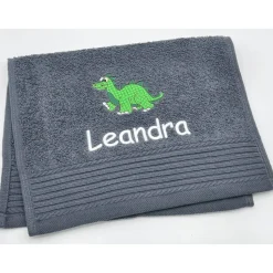 Gästehandtuch ( 30 x 50 cm ) + Dinosaurier Motiv (#Nr.11) + Name / Kinderhandtuch