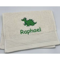 Gästehandtuch ( 30 x 50 cm ) + Dinosaurier Motiv (#Nr.11) + Name / Kinderhandtuch