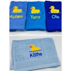 Gästehandtuch ( 30 x 50 cm ) + Ente / Entchen Motiv (#Nr.01) + Name / Kinderhandtuch