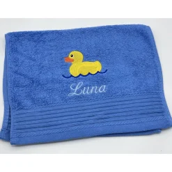 Gästehandtuch ( 30 x 50 cm ) + Ente / Entchen Motiv (#Nr.01) + Name / Kinderhandtuch