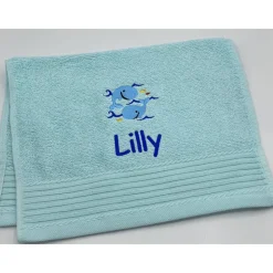 Gästehandtuch ( 30 x 50 cm ) + Fische Motiv ( Nr. 21 ) + Name / Kinderhandtuch