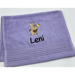 Gästehandtuch ( 30 x 50 cm ) + Häschen Motiv ( #Nr. 25 ) + Name / Kinderhandtuch