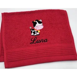 Gästehandtuch ( 30 x 50 cm ) + Kuh Motiv ( Nr. 65 ) + Name / Kinderhandtuch