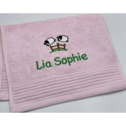 Gästehandtuch ( 30 x 50 cm ) + Motiv Schaf #Nr. 29 ) + Name / Kinderhandtuch