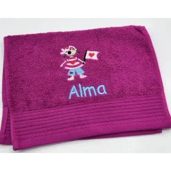 Gästehandtuch ( 30 x 50 cm ) + Motiv Piratenmädchen (#Nr. 63 ) + Name / Kinderhandtuch