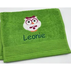 Gästehandtuch ( 30 x 50 cm ) + Motiv Eule / Mädel ( #Nr. 89 ) + Name / Kinderhandtuch