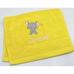 Gästehandtuch ( 30 x 50 cm ) + Motiv Maus ( #Nr. 114 ) + Name / Kinderhandtuch