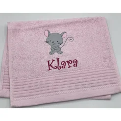 Gästehandtuch ( 30 x 50 cm ) + Motiv Maus ( #Nr. 114 ) + Name / Kinderhandtuch