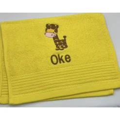 Gästehandtuch ( 30 x 50 cm ) + Motiv Giraffe (#Nr. 116 ) + Name / Kinderhandtuch
