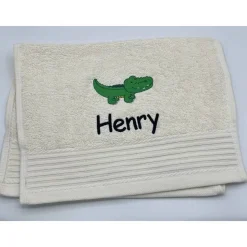Gästehandtuch ( 30 x 50 cm ) + Motiv Krokodil (#Nr. 73 ) + Name / Kinderhandtuch
