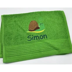 Gästehandtuch ( 30 x 50 cm ) + Motiv Schnecke (#Nr. 97 ) + Name / Kinderhandtuch