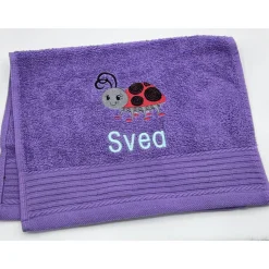 Gästehandtuch ( 30 x 50 cm ) + Motiv Marienkäfer ( #Nr. 98 ) + Name / Kinderhandtuch