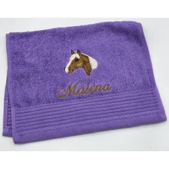 Gästehandtuch ( 30 x 50 cm ) + Pferdekopf Motiv ( Nr. 59 ) + Name / Kinderhandtuch