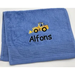 Gästehandtuch ( 30 x 50 cm ) + Radlader Motiv (#Nr. 51) + Name / Kinderhandtuch