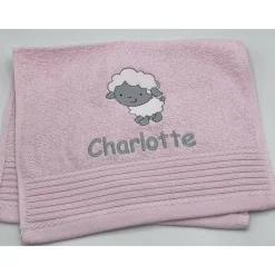 Gästehandtuch ( 30 x 50 cm ) + Schaf / Schäfchen Motiv (#Nr. 50) + Name / Kinderhandtuch