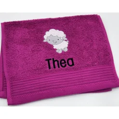 Gästehandtuch ( 30 x 50 cm ) + Schaf / Schäfchen Motiv (#Nr. 50) + Name / Kinderhandtuch